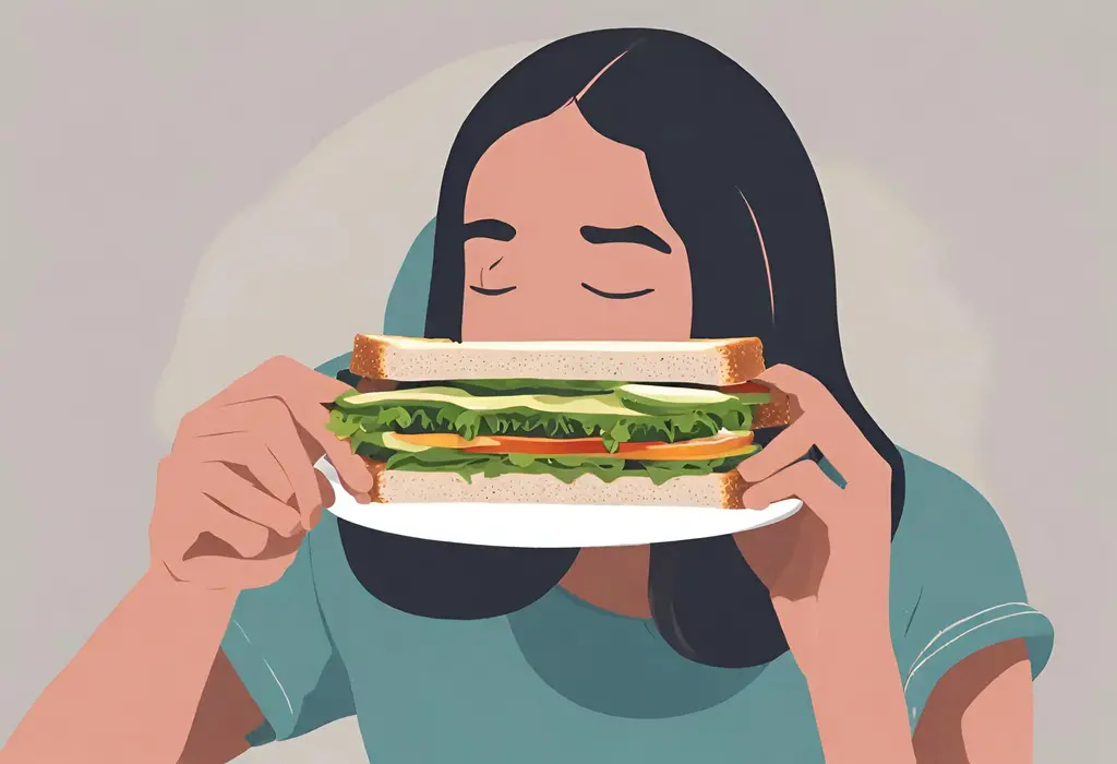 femme qui mange un sandwich